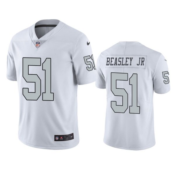 Personalized Men’s #51 Vic Beasley Jr Las Vegas Raiders White Color Rush Limited Jersey Stitched
