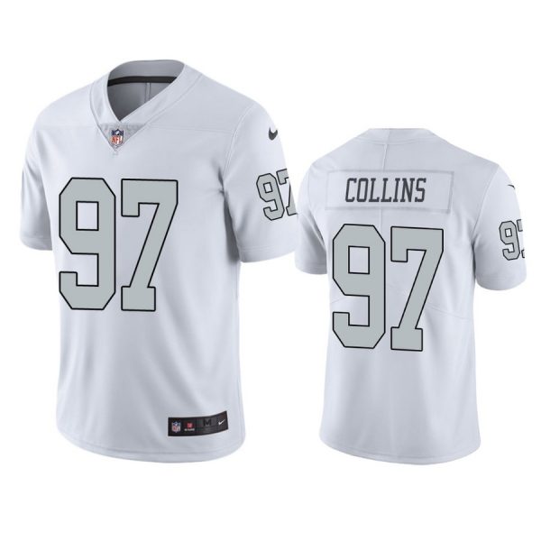 Personalized Men’s #97 Maliek Collins Las Vegas Raiders White Color Rush Limited Jersey Stitched