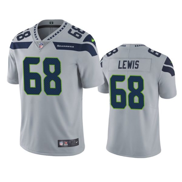Personalized Men’s #68 Damien Lewis Seattle Seahawks Limited Jersey Stitched Gray