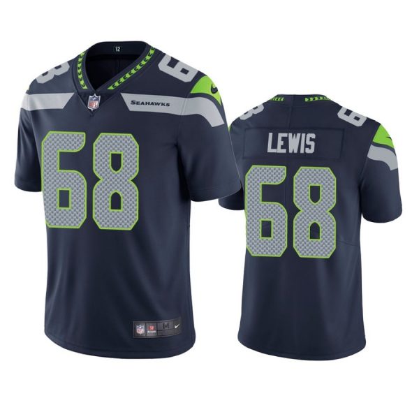 Personalized Men’s #68 Damien Lewis Seattle Seahawks Limited Jersey Stitched Navy