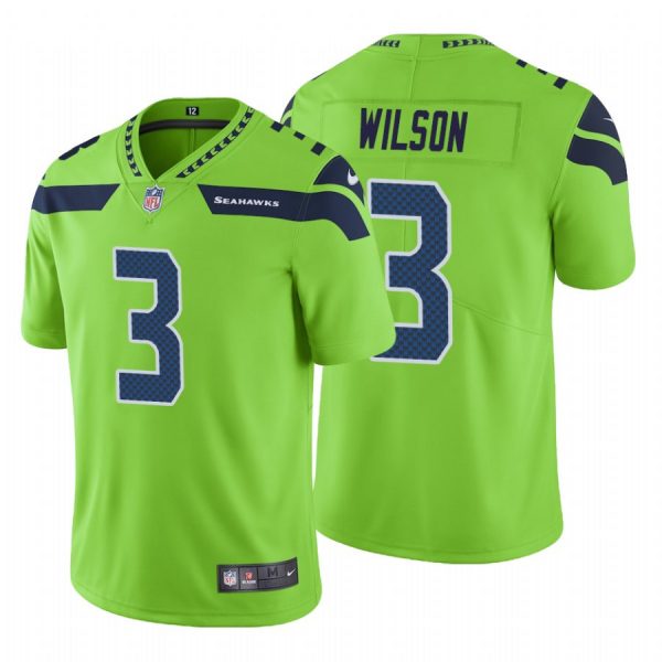 Personalized Men’s #3 Russell Wilson Seattle Seahawks Limited Jersey Stitched Neon Green