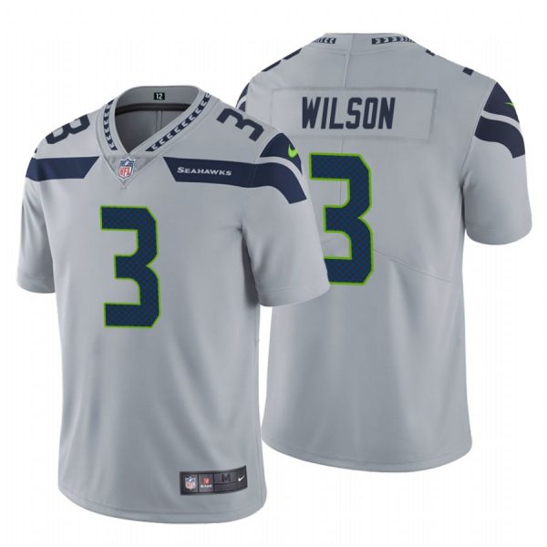 Personalized Men’s #3 Russell Wilson Seattle Seahawks Limited Jersey Stitched Gray