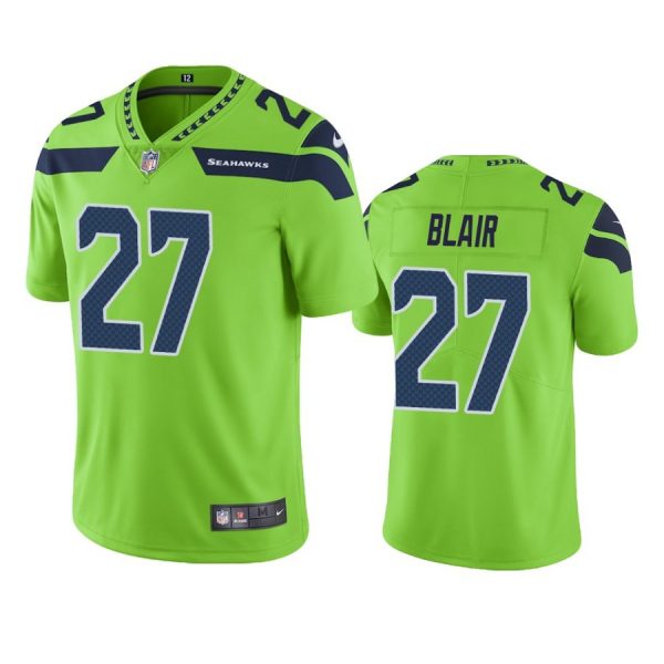 Personalized Men’s #27 Marquise Blair Seattle Seahawks Neon Green Color Rush Limited Jersey Stitched