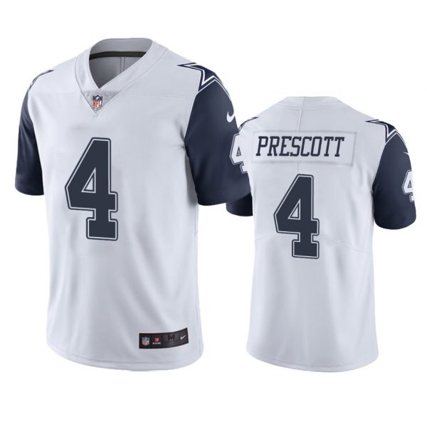 Personalized Men’s #4 Dak Prescott Dallas Cowboys White Color Rush Limited Jersey Stitched