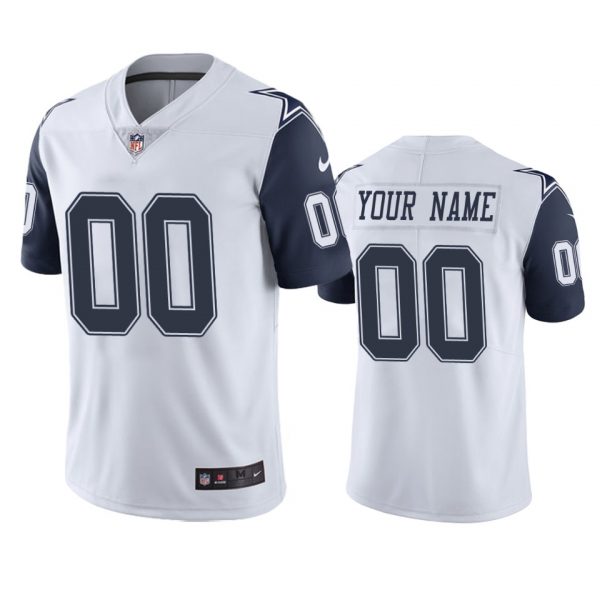 Personalized Men’s Dallas Cowboys White Color Rush Limited Jersey Stitched