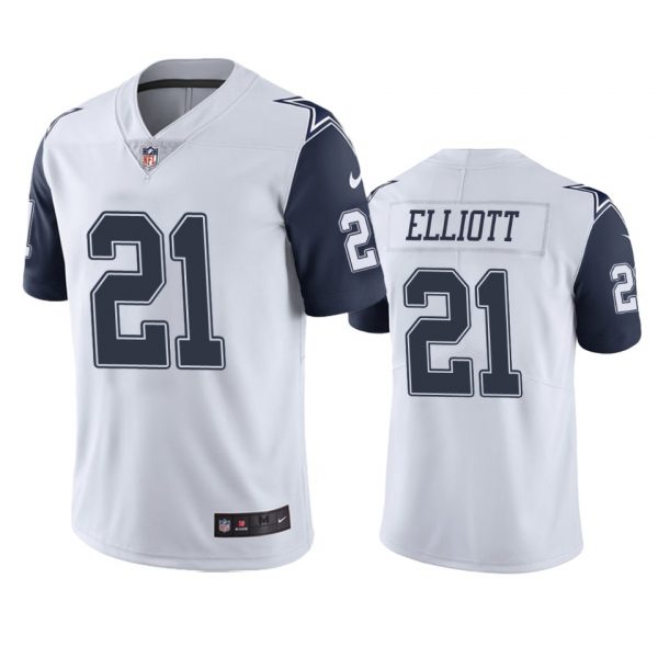 Personalized Men’s #21 Ezekiel Elliott Dallas Cowboys White Color Rush Limited Jersey Stitched