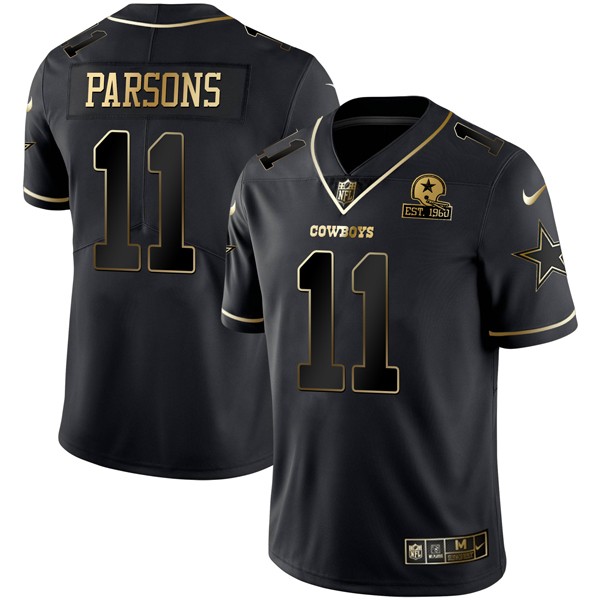 Personalized Men’s Micah Parsons Dallas Cowboys Black Golden 1960 Patch Limited Jersey Stitched