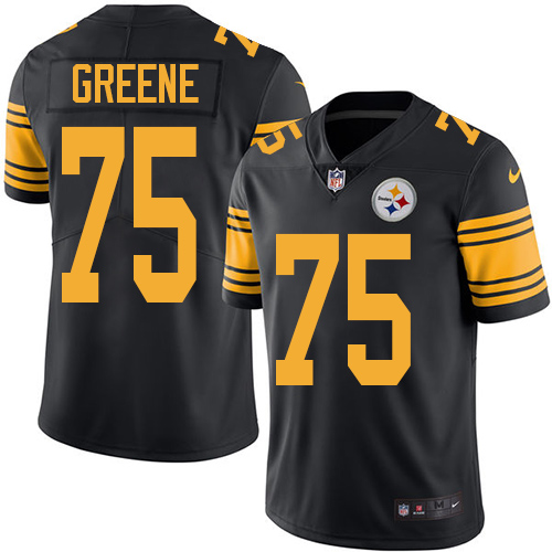 Personalized Men’s #75 Joe Greene Pittsburgh Steelers Black Color Rush Limited Jersey Stitched