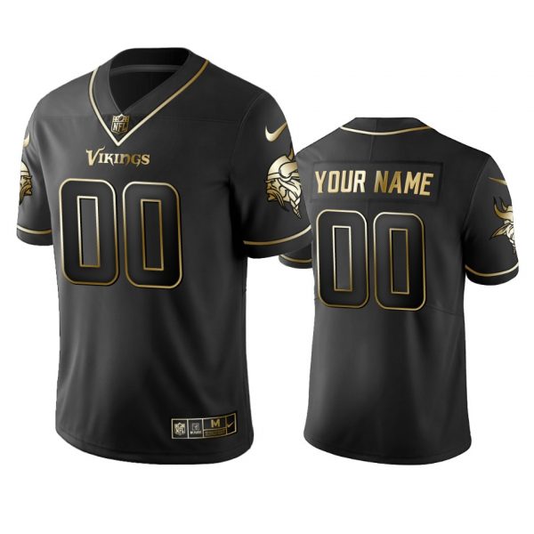 Personalized Men’s Minnesota Vikings Golden Limited Stitched Jersey Black