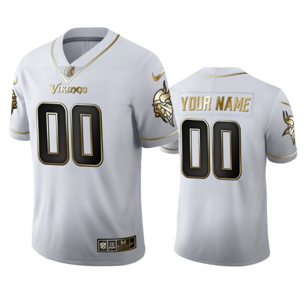 Personalized Men’s Minnesota Vikings Golden Limited Stitched Jersey White