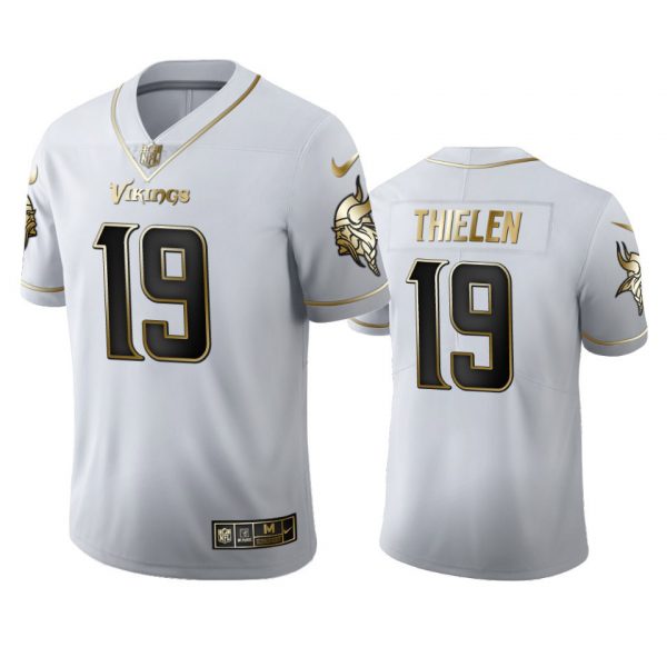 Personalized Men’s Adam Thielen Minnesota Vikings Golden Limited Stitched Jersey White