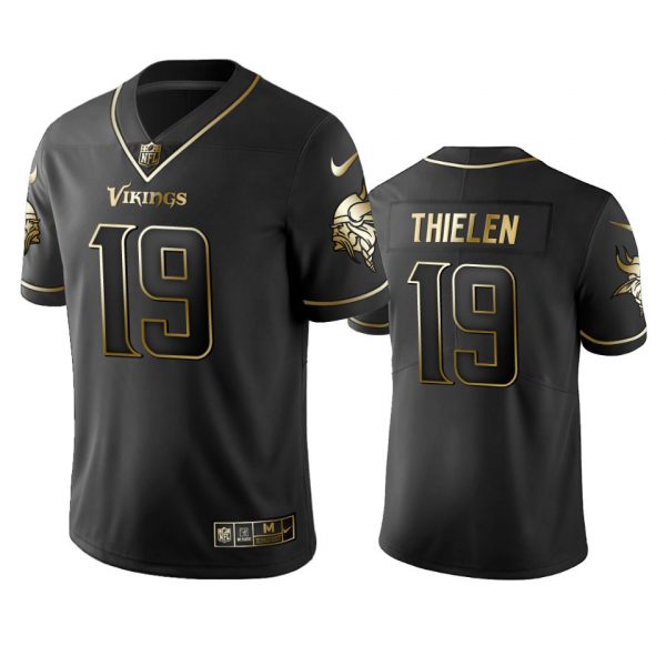 Personalized Men’s Adam Thielen Minnesota Vikings Golden Limited Stitched Jersey Black
