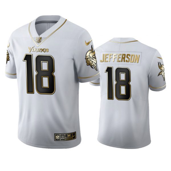 Personalized Men’s Justin Jefferson Minnesota Vikings Golden Limited Stitched Jersey White