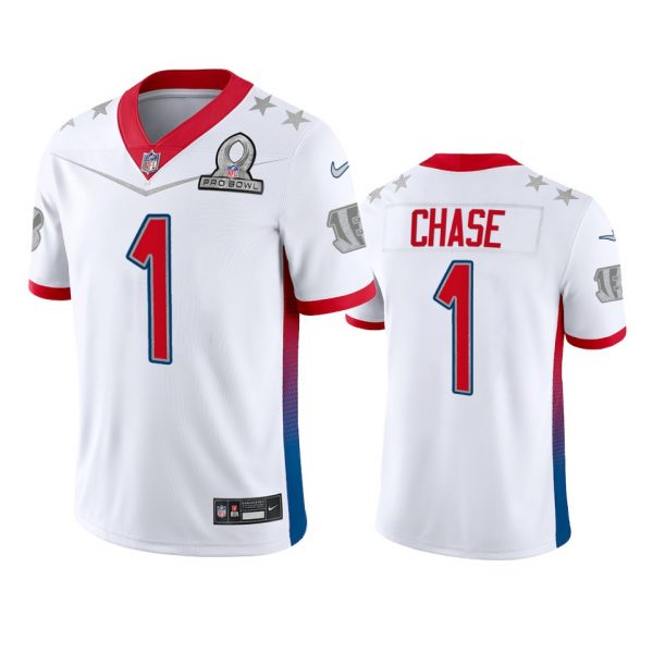 Personalized Men’s Ja’Marr Chase Cincinnati Bengals 2022 AFC Pro Bowl Stitched Jersey White