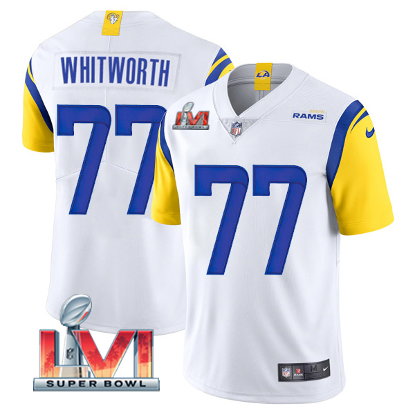 Personalized Men’s Andrew Whitworth Los Angeles Rams 2022 Super Bowl LVI Limited Stitched Jersey White