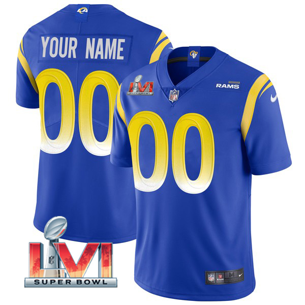 Personalized Men’s Los Angeles Rams 2022 Super Bowl LVI Limited Stitched Jersey Royal