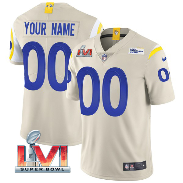 Personalized Men’s Los Angeles Rams 2022 Super Bowl LVI Limited Stitched Jersey Bone