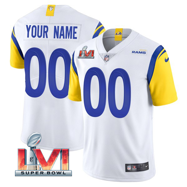 Personalized Men’s Los Angeles Rams 2022 Super Bowl LVI Limited Stitched Jersey White