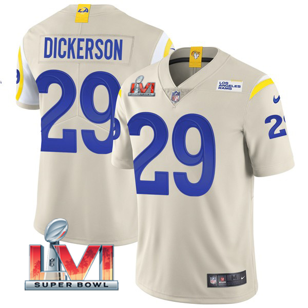 Personalized Men’s Eric Dickerson Los Angeles Rams 2022 Super Bowl LVI Limited Stitched Jersey Bone