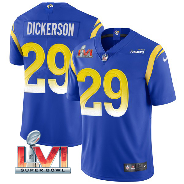 Personalized Men’s Eric Dickerson Los Angeles Rams 2022 Super Bowl LVI Limited Stitched Jersey Royal