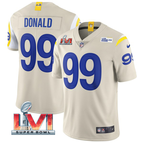 Personalized Men’s Aaron Donald Los Angeles Rams 2022 Super Bowl LVI Limited Stitched Jersey Bone