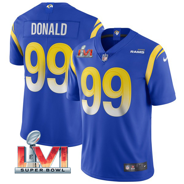 Personalized Men’s Aaron Donald Los Angeles Rams 2022 Super Bowl LVI Limited Stitched Jersey Royal
