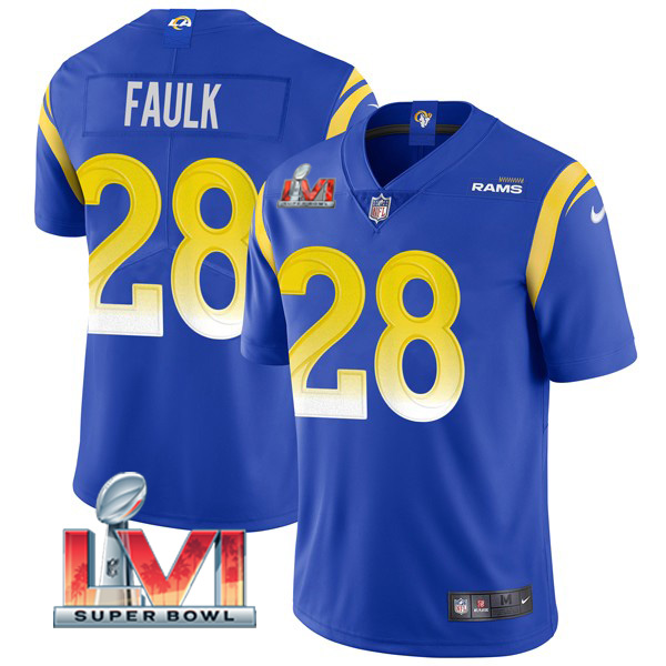 Personalized Men’s Marshall Faulk Los Angeles Rams 2022 Super Bowl LVI Limited Stitched Jersey Royal