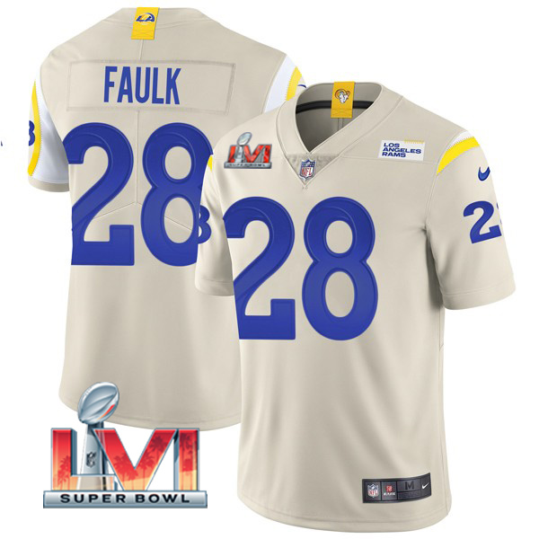 Personalized Men’s Marshall Faulk Los Angeles Rams 2022 Super Bowl LVI Limited Stitched Jersey Bone