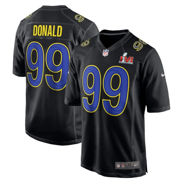 Personalized Men’s Aaron Donald Los Angeles Rams 2022 Super Bowl LVI Black Bound Game Stitched Jersey