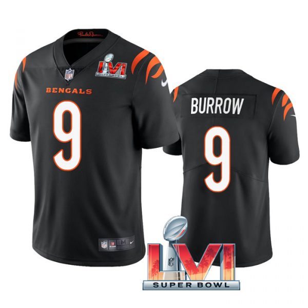 Personalized Men’s Joe Burrow Cincinnati Bengals 2022 Super Bowl LVI Limited Stitched Jersey Black