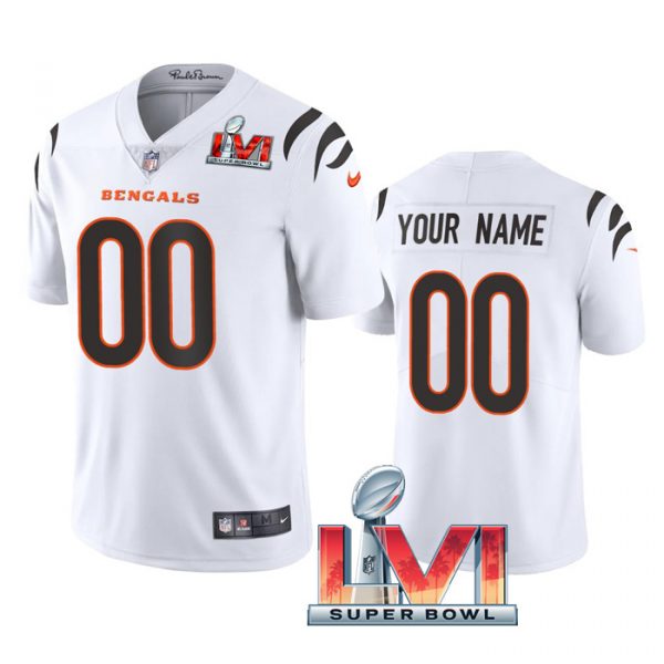Personalized Men’s Cincinnati Bengals 2022 Super Bowl LVI Limited Stitched Jersey White