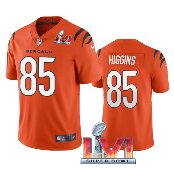 Personalized Men’s Tee Higgins Cincinnati Bengals 2022 Super Bowl LVI Limited Stitched Jersey Orange
