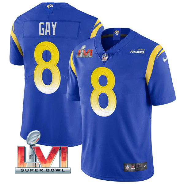 Personalized Men’s Matt Gay Los Angeles Rams 2022 Super Bowl LVI Limited Stitched Jersey Royal