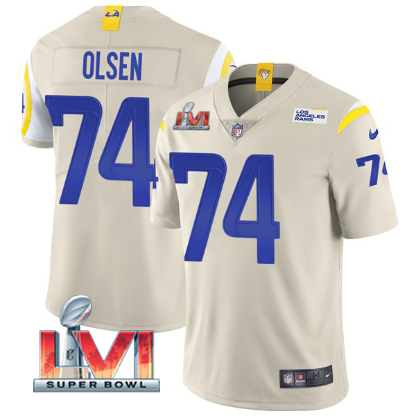 Personalized Men’s Merlin Olsen Los Angeles Rams 2022 Super Bowl LVI Limited Stitched Jersey Bone