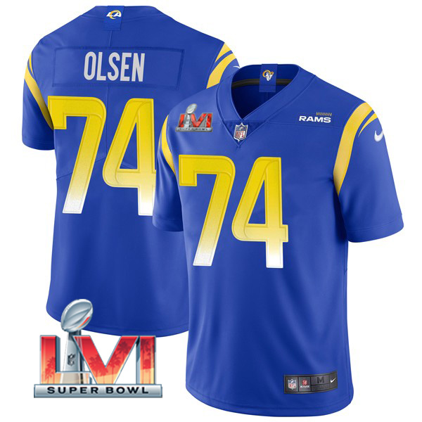 Personalized Men’s Merlin Olsen Los Angeles Rams 2022 Super Bowl LVI Limited Stitched Jersey Royal