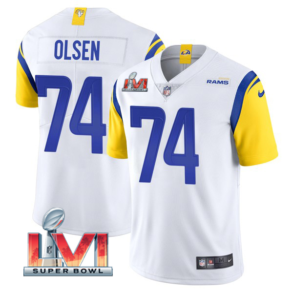 Personalized Men’s Merlin Olsen Los Angeles Rams 2022 Super Bowl LVI Limited Stitched Jersey White