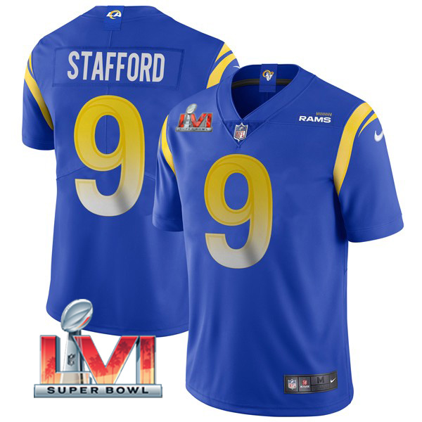 Personalized Men’s Matthew Stafford Los Angeles Rams 2022 Super Bowl LVI Limited Stitched Jersey Royal