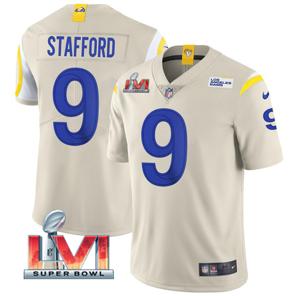 Personalized Men’s Matthew Stafford Los Angeles Rams 2022 Super Bowl LVI Limited Stitched Jersey Bone