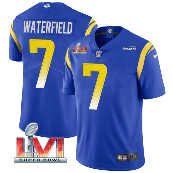Personalized Men’s Bob Waterfield Los Angeles Rams 2022 Super Bowl LVI Limited Stitched Jersey Royal