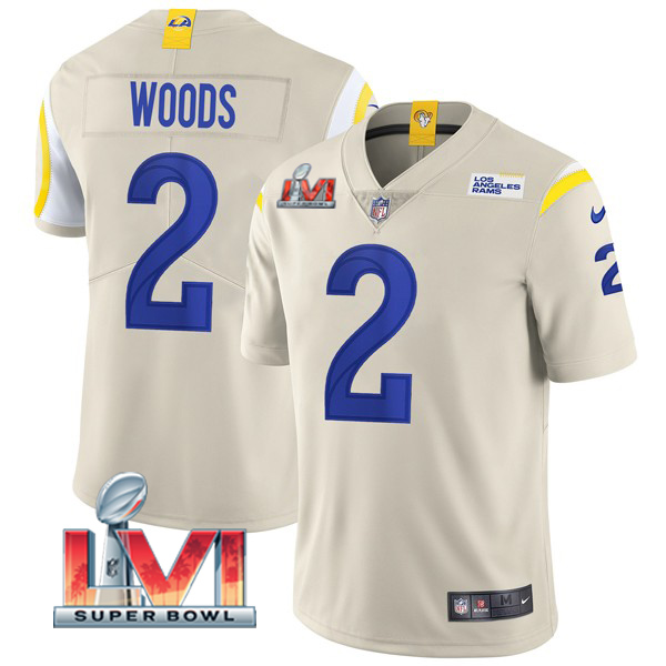 Personalized Men’s Robert Woods Los Angeles Rams 2022 Super Bowl LVI Limited Stitched Jersey Bone