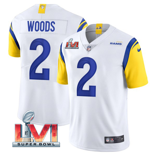Personalized Men’s Robert Woods Los Angeles Rams 2022 Super Bowl LVI Limited Stitched Jersey White