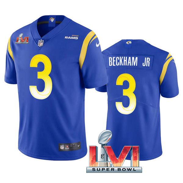 Personalized Men’s Odell Beckham Jr. Los Angeles Rams 2022 Super Bowl LVI Limited Stitched Jersey Royal