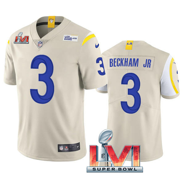 Personalized Men’s Odell Beckham Jr. Los Angeles Rams 2022 Super Bowl LVI Limited Stitched Jersey Bone
