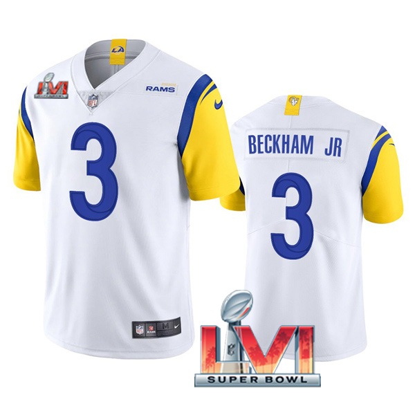Personalized Men’s Odell Beckham Jr. Los Angeles Rams 2022 Super Bowl LVI Limited Stitched Jersey White