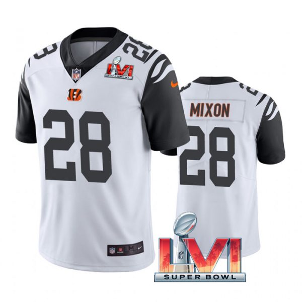 Personalized Men’s Joe Mixon Cincinnati Bengals 2022 Super Bowl LVI White Color Rush Limited Stitched Jersey