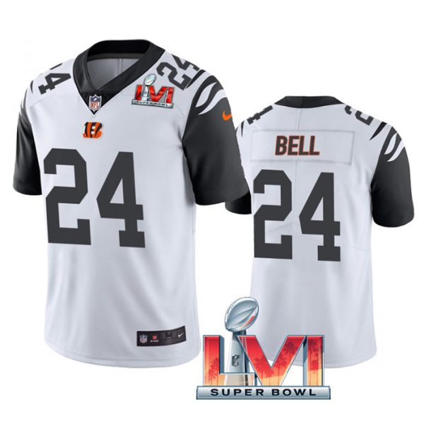 Personalized Men’s Vonn Bell Cincinnati Bengals 2022 Super Bowl LVI White Color Rush Limited Stitched Jersey