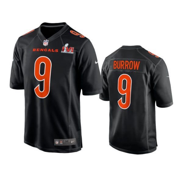 Personalized Men’s Joe Burrow Cincinnati Bengals 2022 Super Bowl LVI Black Bound Game Stitched Jersey