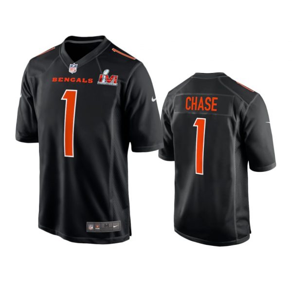 Personalized Men’s Ja’Marr Chase Cincinnati Bengals 2022 Super Bowl LVI Black Bound Game Stitched Jersey