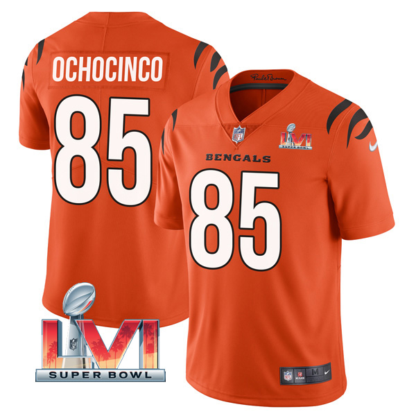 Personalized Men’s Chad Johnson Cincinnati Bengals 2022 Super Bowl LVI Limited Stitched Jersey Orange