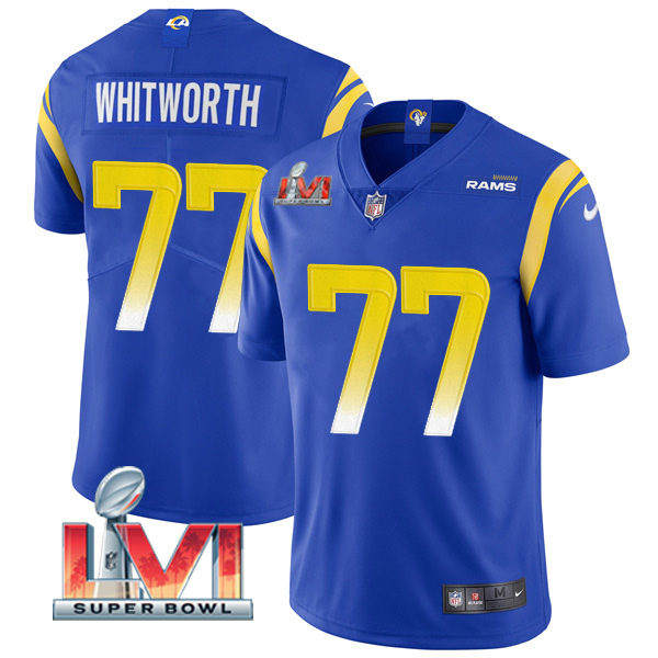 Personalized Youth Andrew Whitworth Los Angeles Rams 2022 Super Bowl LVI Limited Stitched Jersey Royal